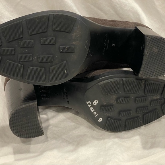 Aquatalia “Ilenia” Dark Grey Heeled Boots with Side Zipper. Metallic Accents. - Picture 12 of 13